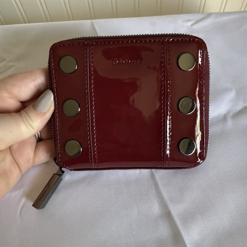 Hammitt Red Pirouette Patent Leather 5 North Zip Around Wallet Card Change Pouch